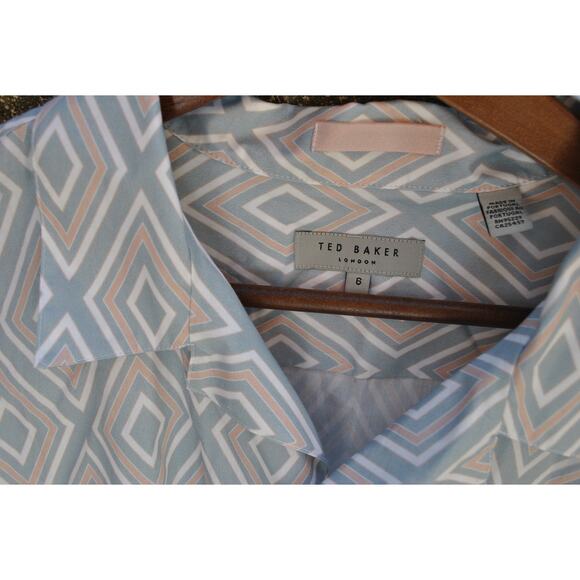 Ted Baker Geometric Print Short-Sleeve Button-Up Shirt – Size 6 (Men’s 2XL) - Picture 3 of 4